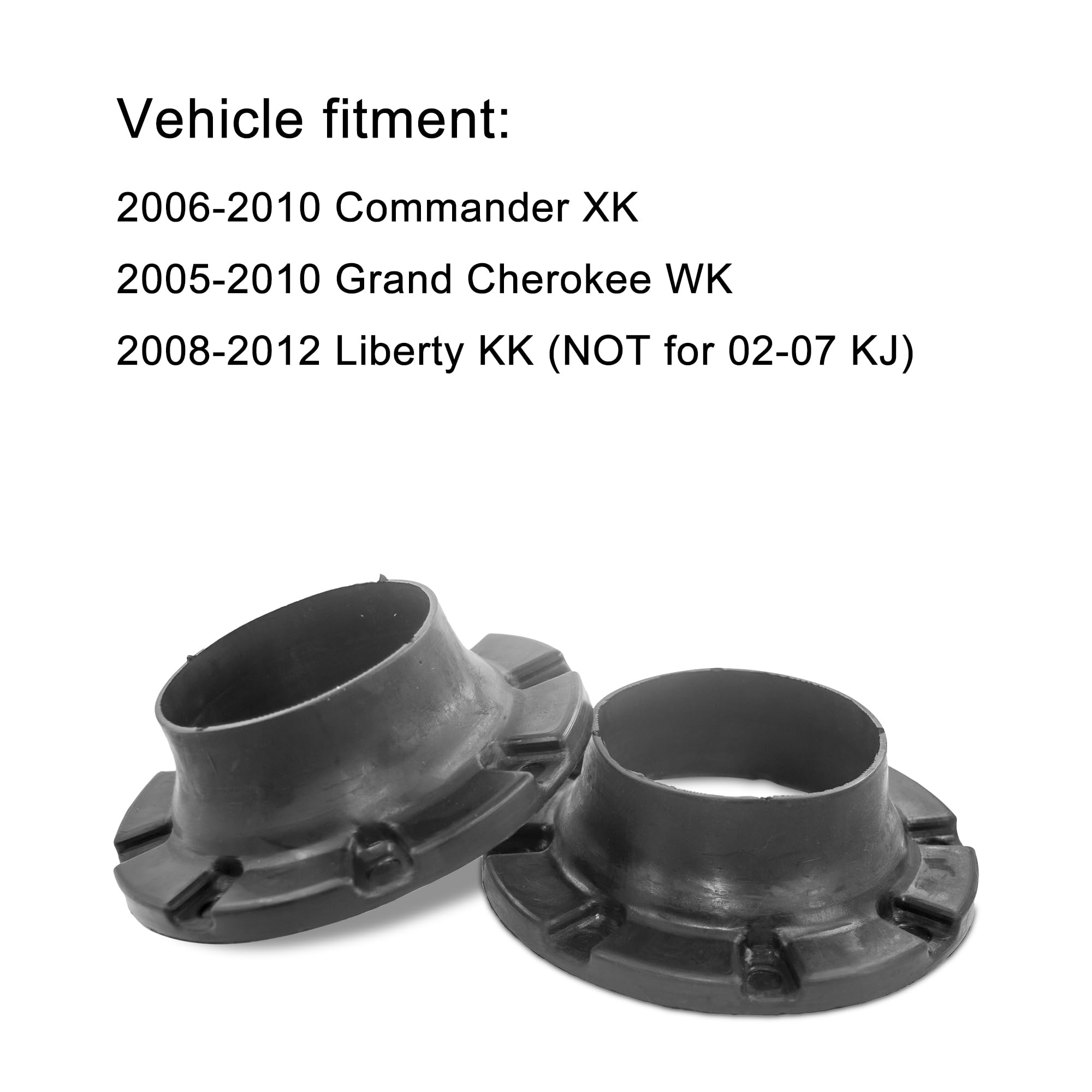 Jeep Rear Coil Spring Insulators & Isolators - Compatible with 2006-2010 Commander XK, 2005-2010 Grand Cherokee WK, 2008-2012 Liberty KK (Stock Height, 4-Pack) - Improve Ride Comfort & Reduce Noise for Off-Road Adventures & Daily Driving