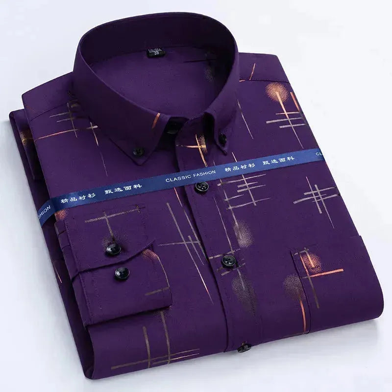 Men's Striped Dress Shirt - Slim Fit Formal Business Shirt for Office, Wedding & Special Occasions