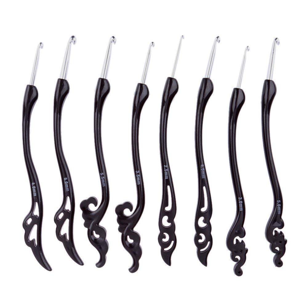 INSO 8-Piece Retro Crochet Hooks Set - Ergonomic Grip Handle Aluminum Knitting Needles for Yarn Weaving & Craft Projects (#1) | Perfect for DIY Crochet, Knitting, Amigurumi & Home Decor Crafts