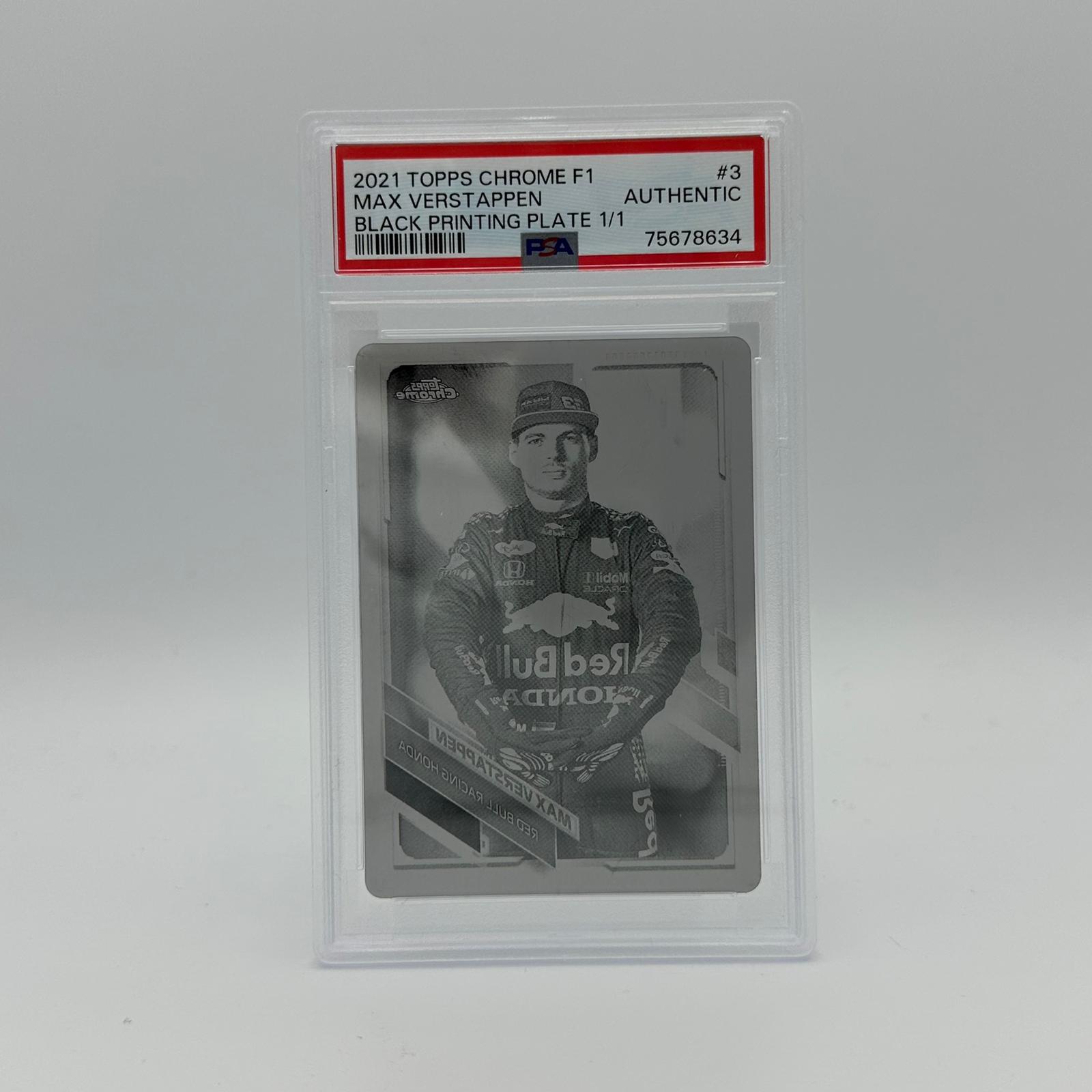 Max Verstappen #3 Black Printing Plate Chrome 2021 - Limited Edition Collectible for Formula 1 Fans & Racing Memorabilia Enthusiasts - Perfect for Display, Gifts, and Sports Collections