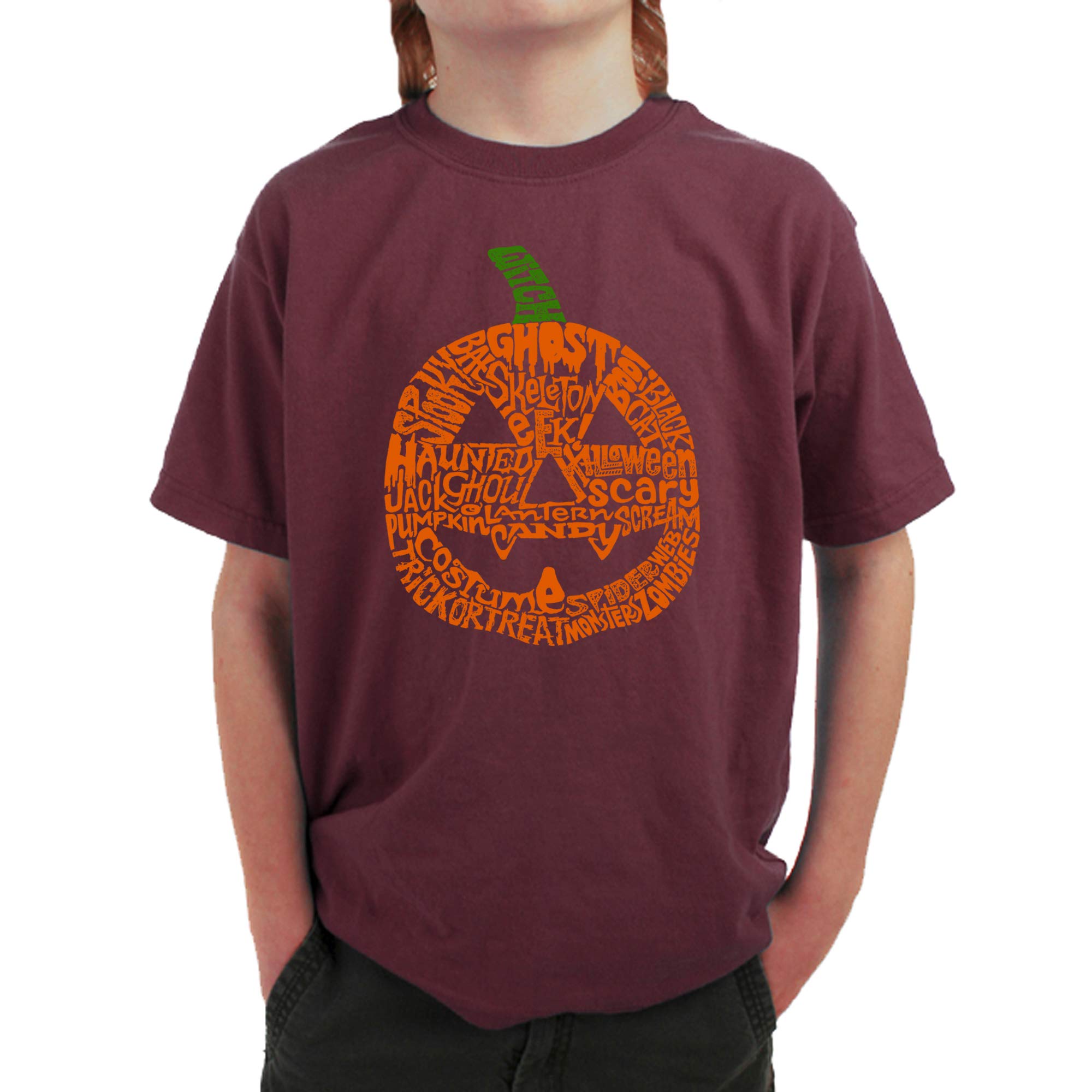 LA POP ART Boys' Word Art Graphic T-Shirt - Pumpkin Orange | Trendy & Comfortable Cotton Tee for Casual Wear, School, and Everyday Outfits
