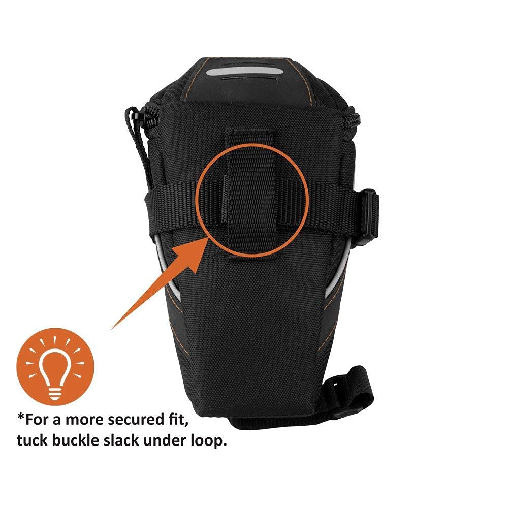 BV Medium Bike Saddle Bag with LED Bike Light Set - Waterproof Cycling Accessories for Commuting, Mountain Biking & Night Rides