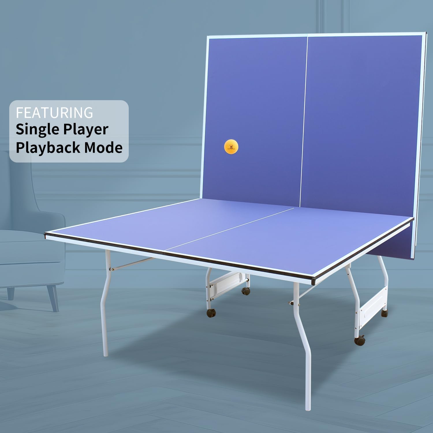 9 Ft Foldable Portable Ping Pong Table Set with 2 Paddles, 3 Balls & Net - Indoor Outdoor Table Tennis for Home, Backyard, Office & Party Games