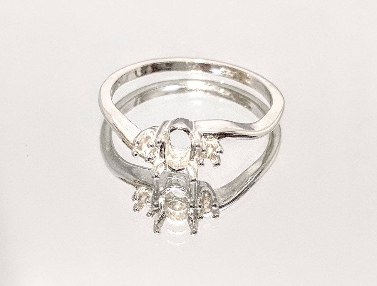 Solid Sterling Silver or 14kt Gold 6x4mm & 8x6mm Oval Swirl Ring Setting with Accents - Size 7 (163672/143672) - Perfect for Engagement Rings, Wedding Bands & Jewelry Making