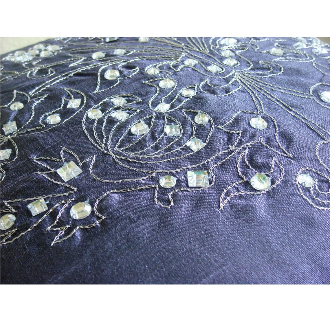 Premium Silk Cushion Covers for Sofa - 16x16 Inch (40x40 cm) Purple Damask Throw Pillow Covers - Luxury Decorative Pillow Cases for Living Room, Bedroom & Easter Decor