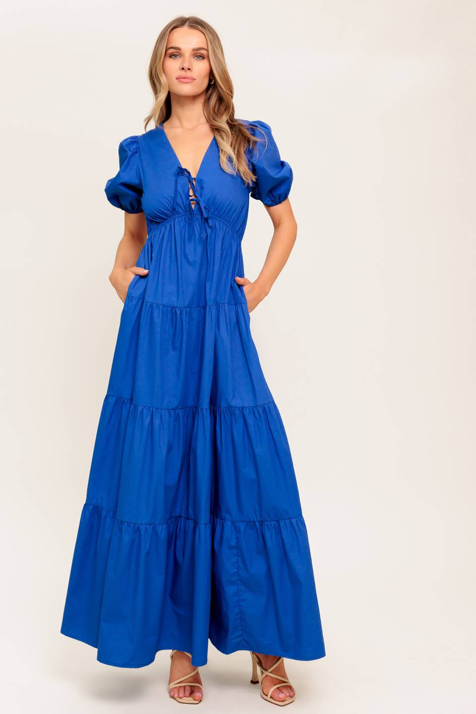 Blue Skies Puff Sleeve Maxi Dress - Royal Blue Flowy Summer Dress for Women | Perfect for Beach Vacations, Weddings & Date Nights