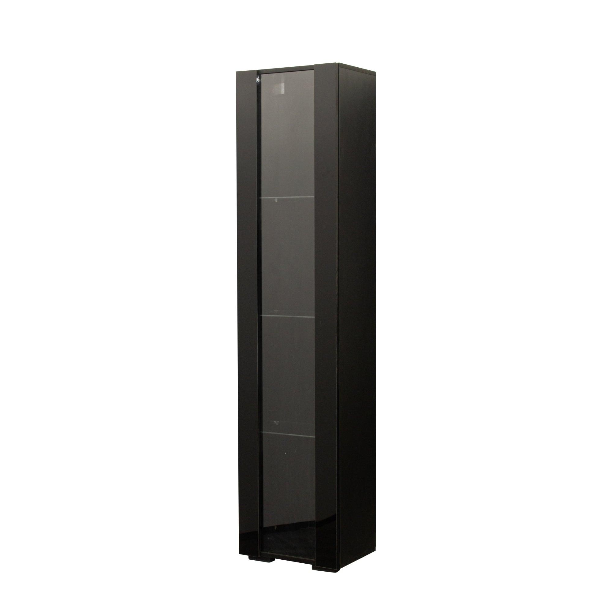 Modern Black Side Cabinet with Aluminum Strip LED Light - Spacious Storage for Living Room, Bedroom & Office Organization