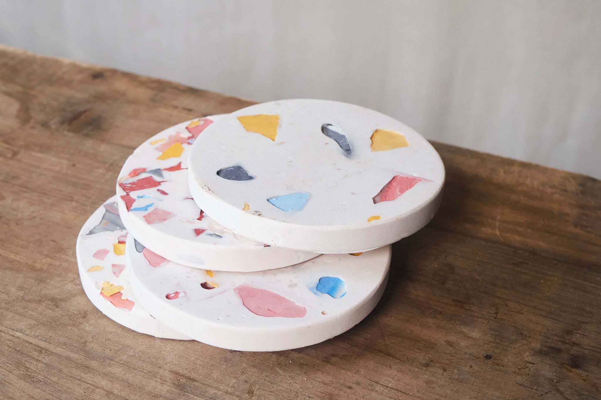 Hand Cast Concrete Coasters Set of 2 - Modern Home Decor for Coffee Tables, Bars & Office Desks - Durable & Stylish Drink Coasters for Hot & Cold Beverages