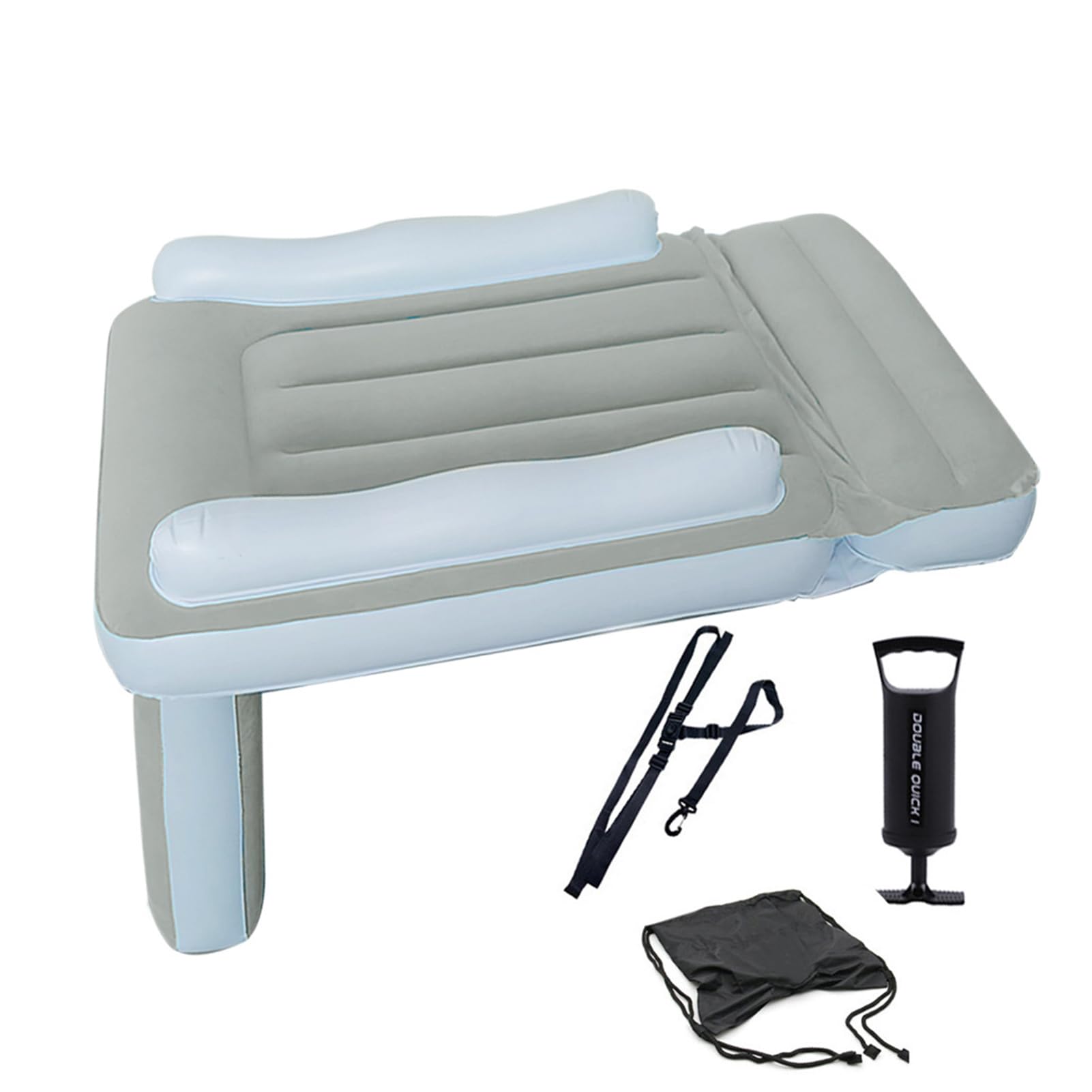 COOWEEK Inflatable Travel Bed for Kids - Portable Air Mattress with Safety Bumpers & Manual Pump - Toddler Car Seat Bed with Carry Bag - Perfect for Road Trips, Camping & Airplane Travel