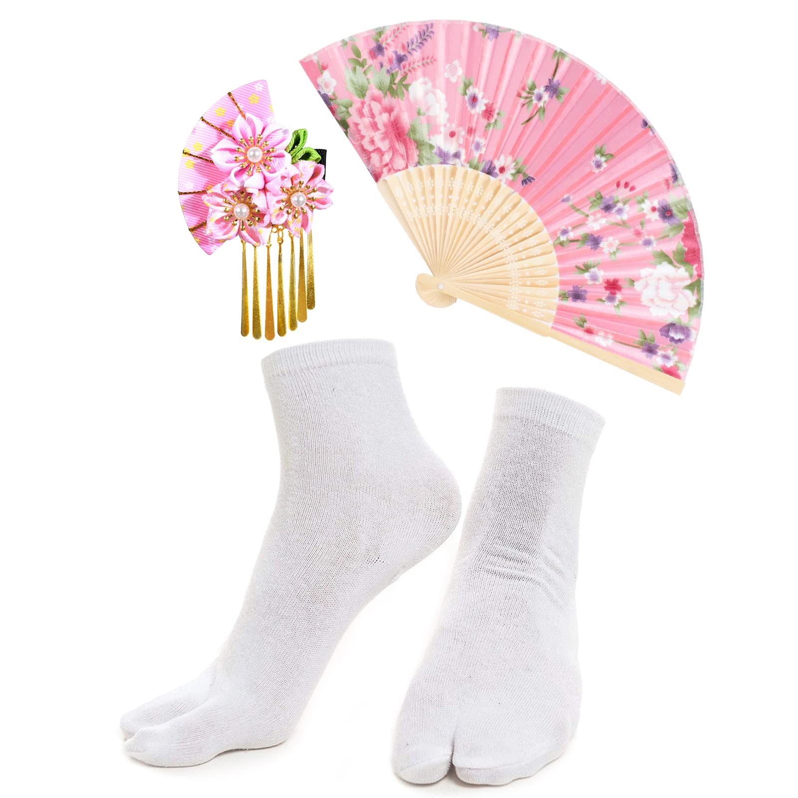 Japanese Women's Kimono Robe - Elegant Geisha Yukata with Sweet Tuxedo Ruffle Design, Blossom Satin Bathrobe & Sleepwear Set with Tabi Socks | Perfect for Spa Days, Loungewear, Cosplay, and Cultural Events