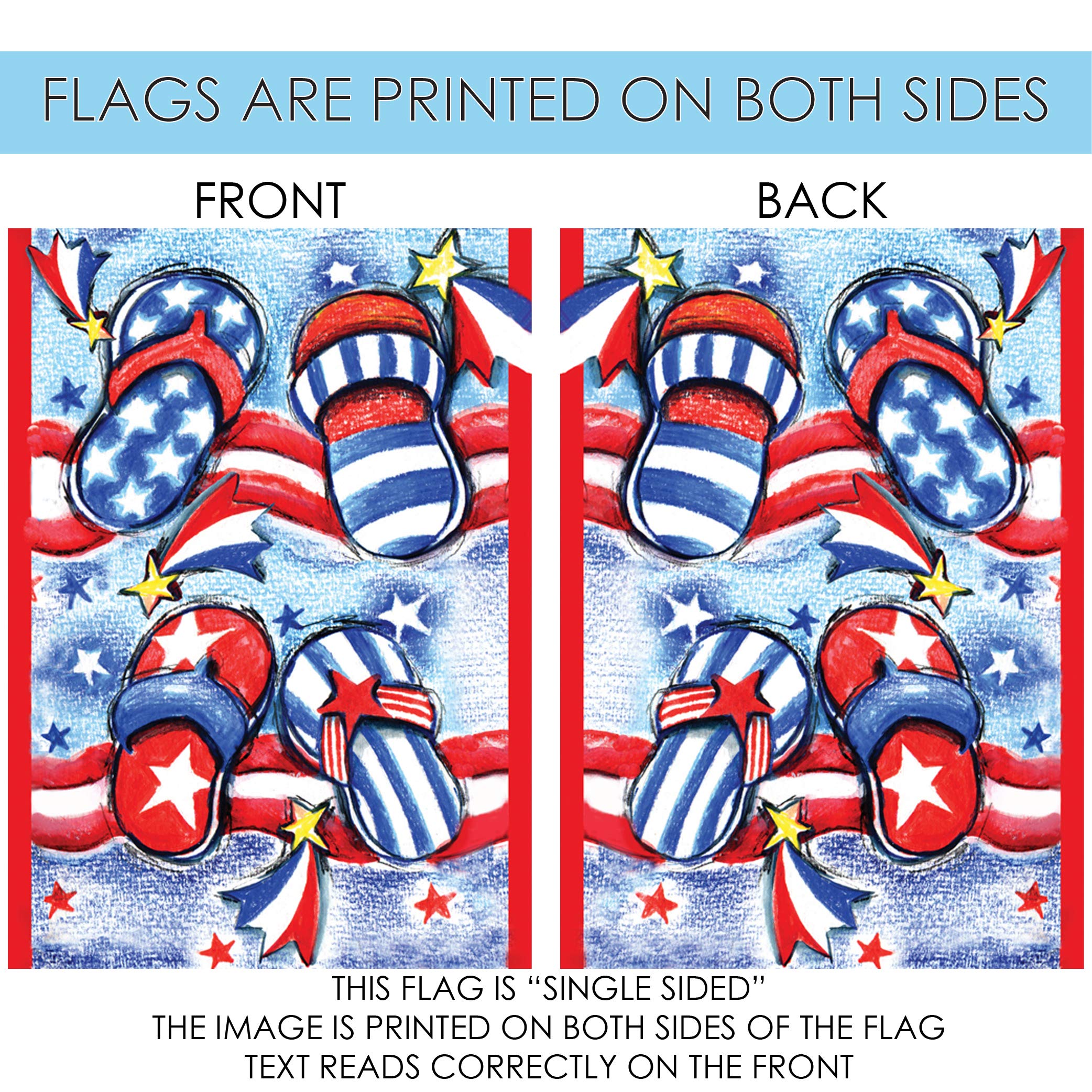 Toland Home Garden 102608 USA Patriotic Double Sided Summer Flip Flops Garden Flag 28x40 Inch - Outdoor Yard Decoration for House, Porch & Seasonal Patriotic Displays