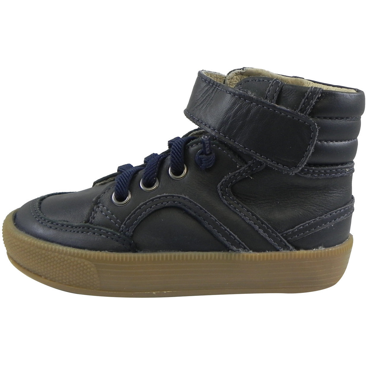 Old Soles 1026 Boys Navy High Top Sneakers - Leather Lace-Up Strap Shoes for Kids | School, Play & Everyday Wear