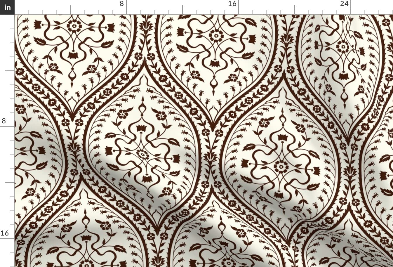 Persian Damask Renaissance Medieval Moroccan Printed Minky Fabric Fat Quarter - Soft Plush Fabric for Sewing Baby Blankets, Quilt Backing & Plush Toys - DIY Craft Projects & Home Decor
