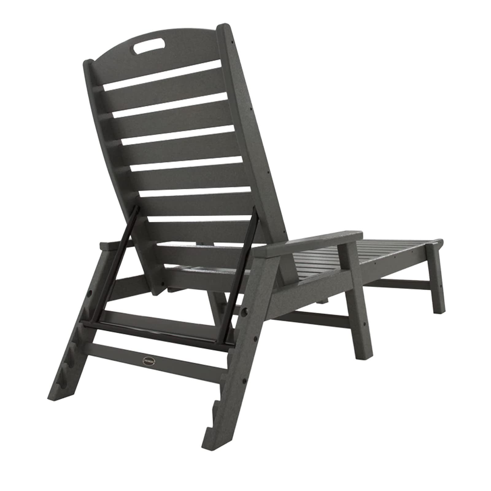 **Adjustable Outdoor Chaise Lounge Chair - All-Weather Reclining Plastic Lumber Chair for Patio, Poolside & Backyard Relaxation (Black, 905)**