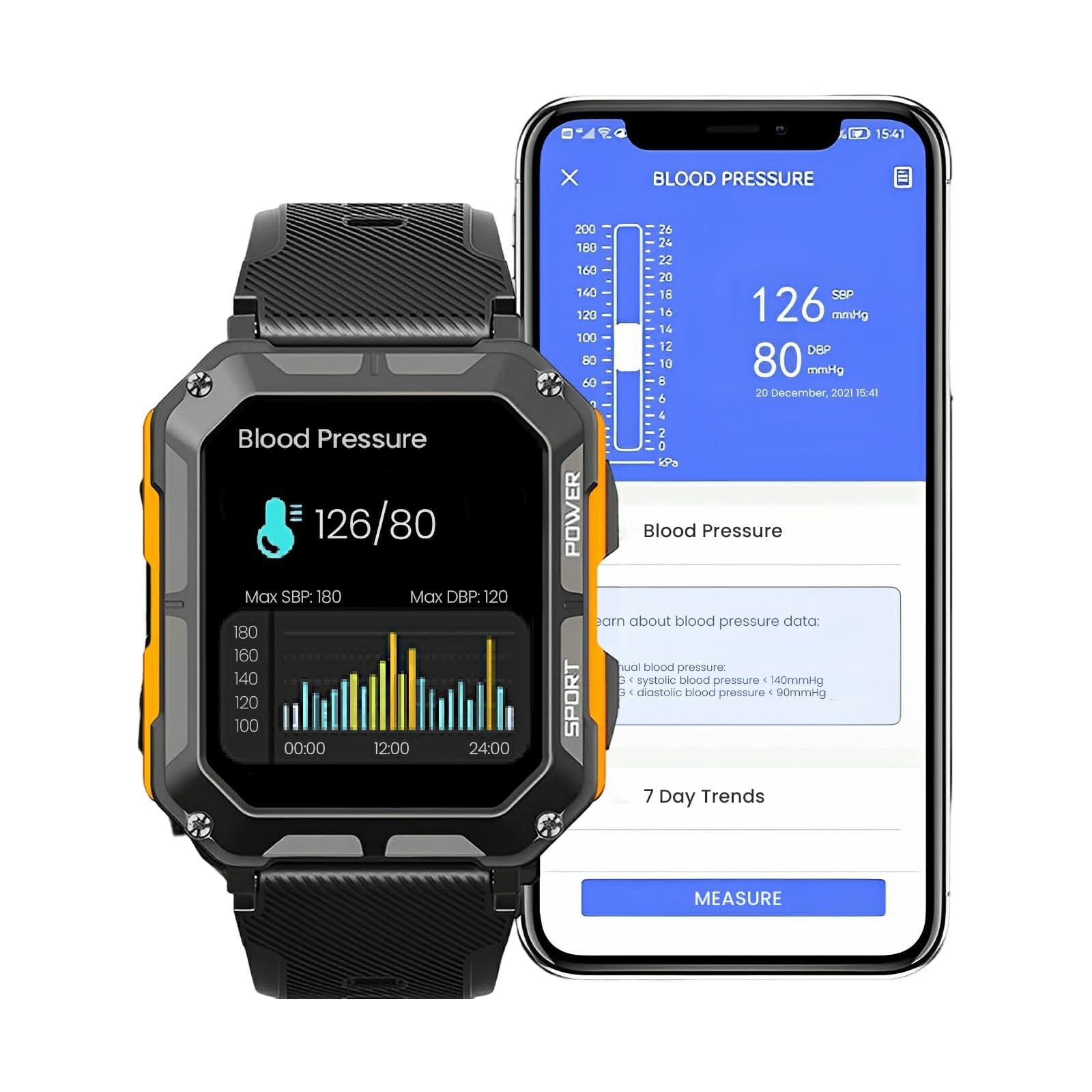 Njord Gear Rugged Smartwatch - IP68 Waterproof, Military Fitness Tracker for Android & iPhone - Outdoor Sports & Hiking
