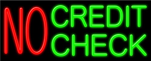 No Credit Check Glass Neon Sign #11185 - Handcrafted in USA | Perfect for Bar, Cafe, and Home Decor Lighting