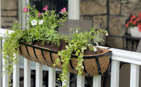 2 Pack 36 Inch Natural Coconut Coir Liners for Planters, Hanging Baskets & Window Boxes - Eco-Friendly Coco Fiber Liner Replacement for Metal Railing Baskets (100% Biodegradable) - Perfect for Indoor/Outdoor Gardening & Balcony Decor