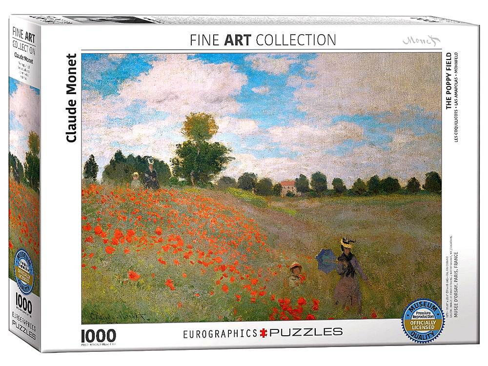 Eurographics 1000-Piece Jigsaw Puzzle - Monet's The Poppy Field - Premium Art Puzzle for Adults & Teens - Perfect for Relaxation, Home Decor & Family Game Night