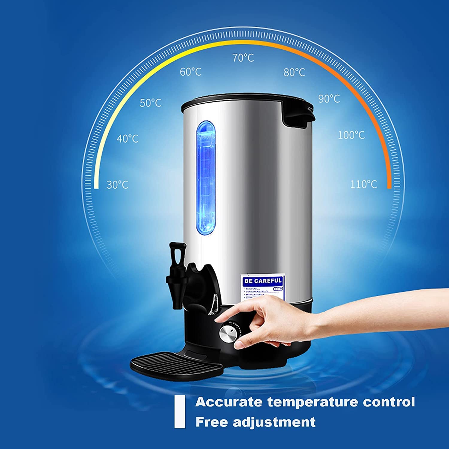 **INTBUYING 21.7L Stainless Steel Commercial Hot Water Dispenser with Faucet - Instant Boiling, Temperature Control for Coffee & Tea - Ideal for Office, Kitchen & Restaurant Use**