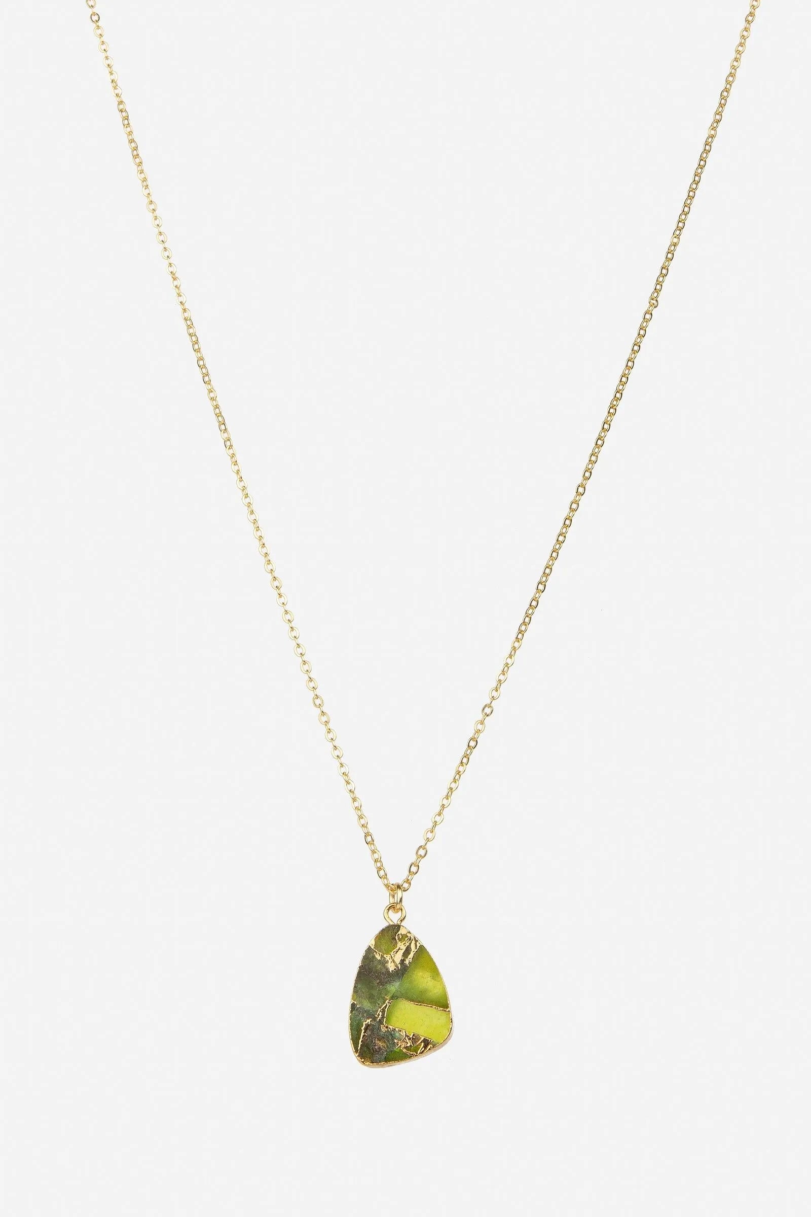 Mojave Triangle Stone Pendant Necklace for Women - Natural Gemstone Jewelry - Boho Chic Accessories for Everyday Wear & Special Occasions