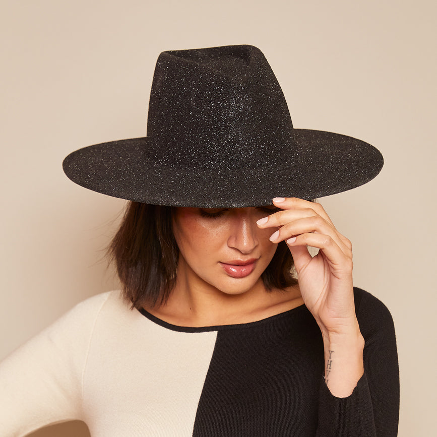 Harlowe Glitter Wool Felt Fedora Hat for Women - Stylish Winter Fashion Accessory for Parties, Weddings & Holiday Events