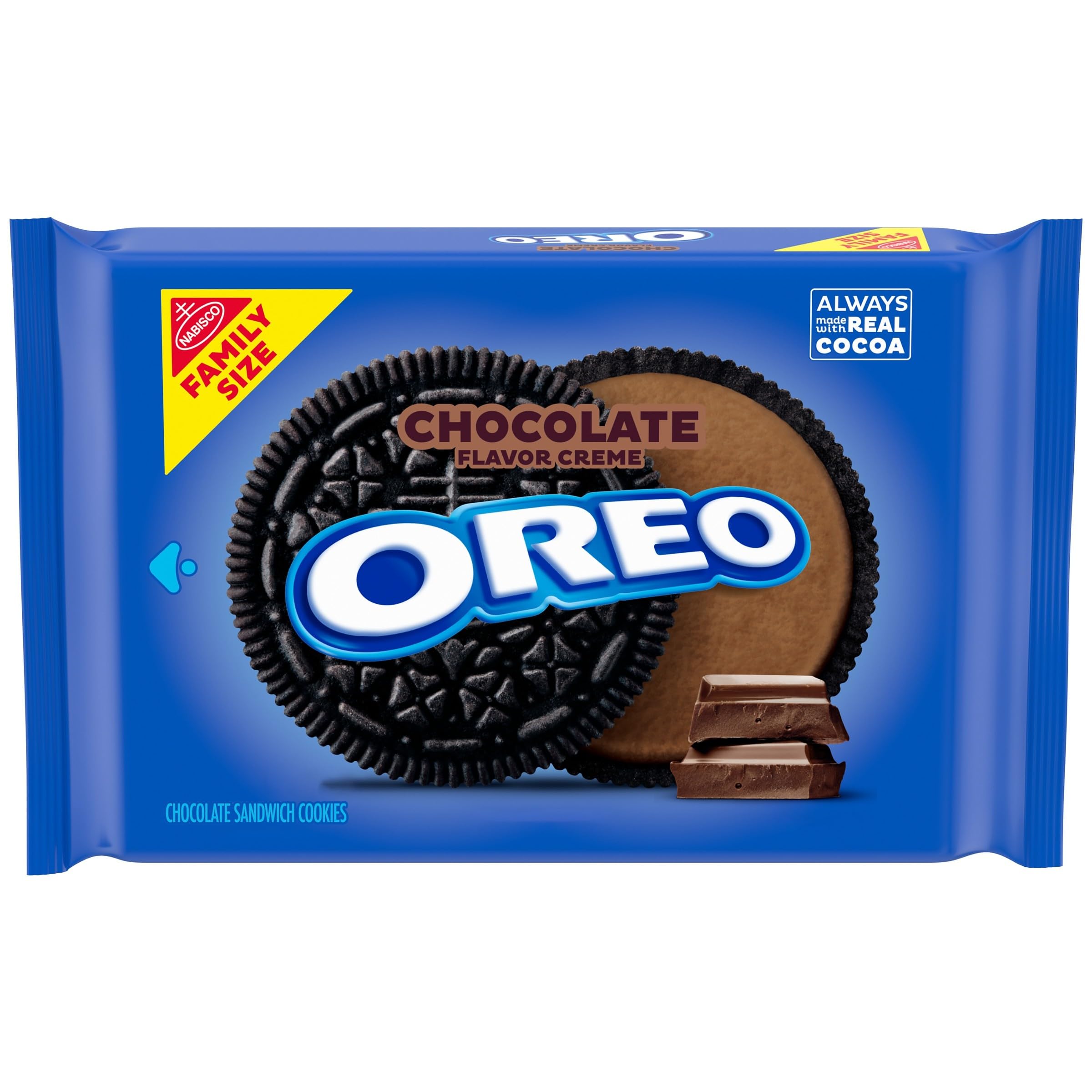 OREO Chocolate Sandwich Cookies with Cream Filling, Family Size 18.7 oz (530g) - Perfect for Snacking, Lunchboxes & Party Treats