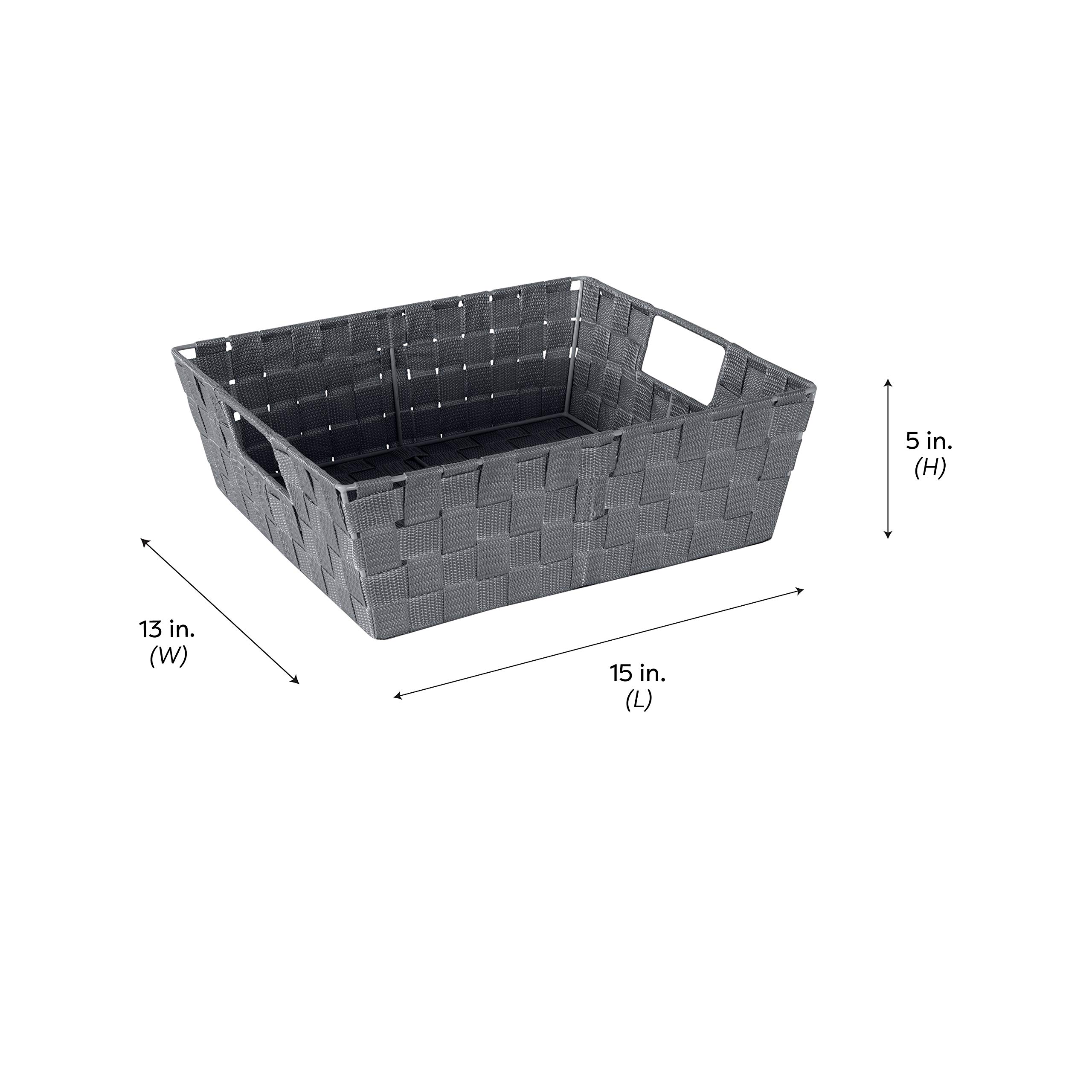 Large Woven Storage Basket with Handles - 2 Pack Grey for Home & Office Organization