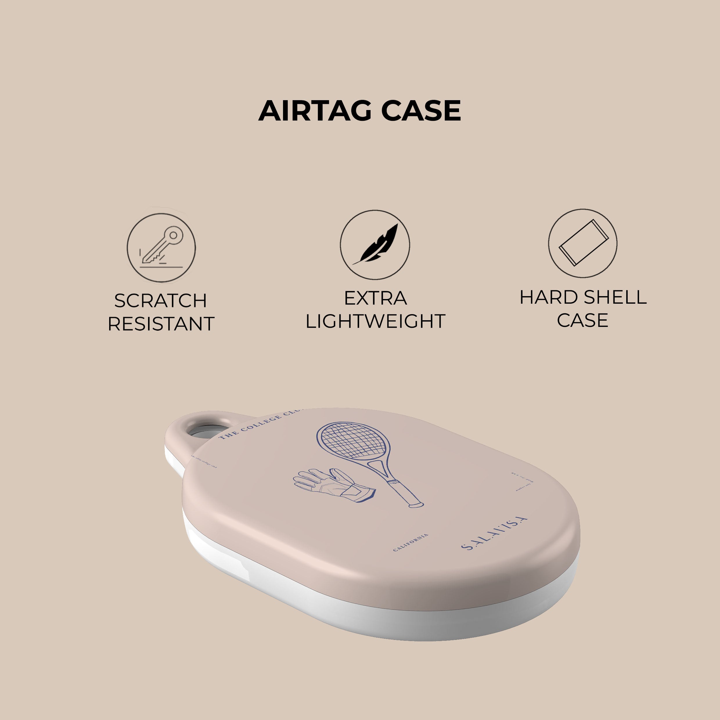Pink The College AirTag Holder - Stylish & Durable Apple AirTag Case for Students - Perfect for Backpacks, Keys & Luggage Tracking