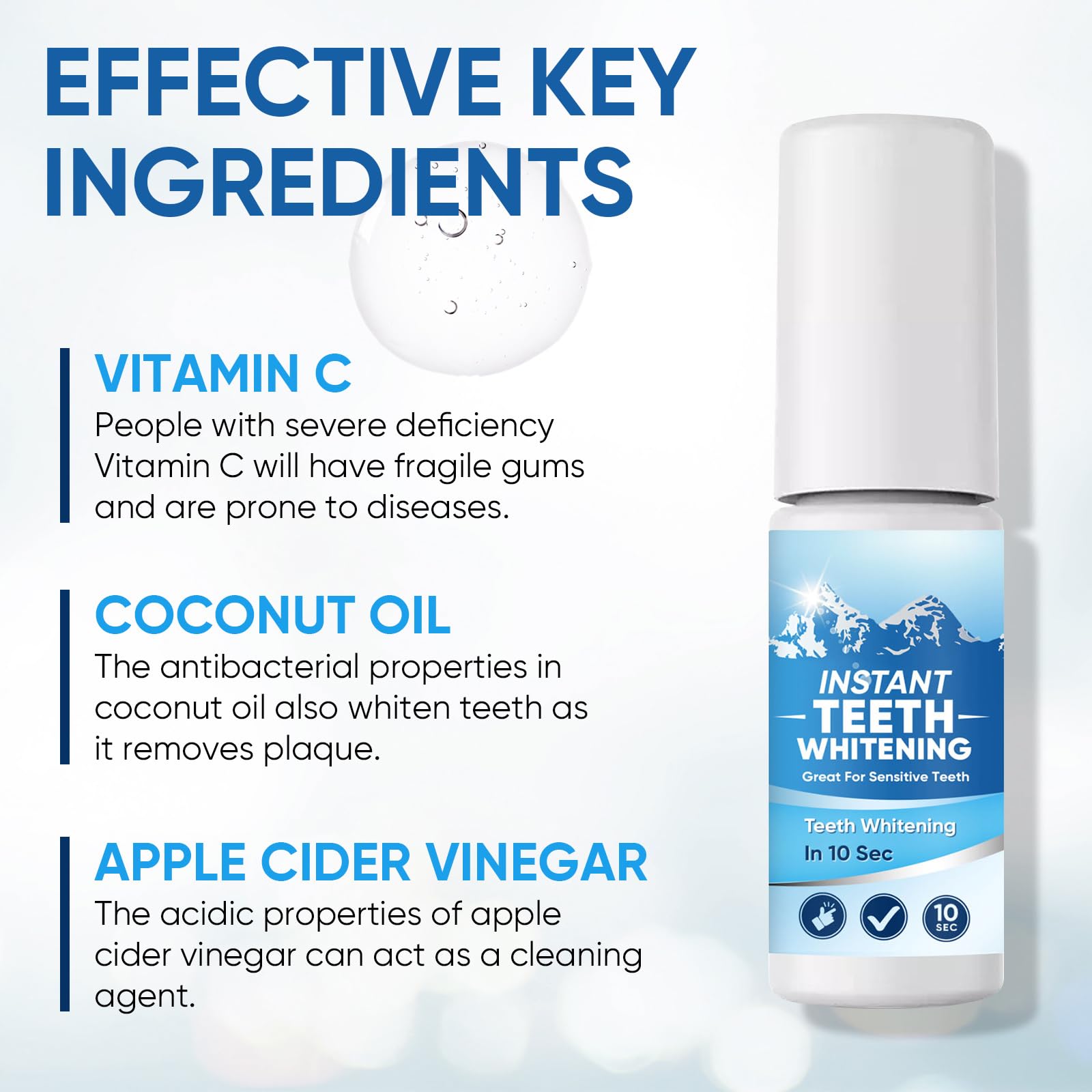 Instant Teeth Whitening Paint - Portable Tooth Polish for Uptight White Smile | On-the-Go Teeth Whitening Solution for Travel, Dates & Special Events