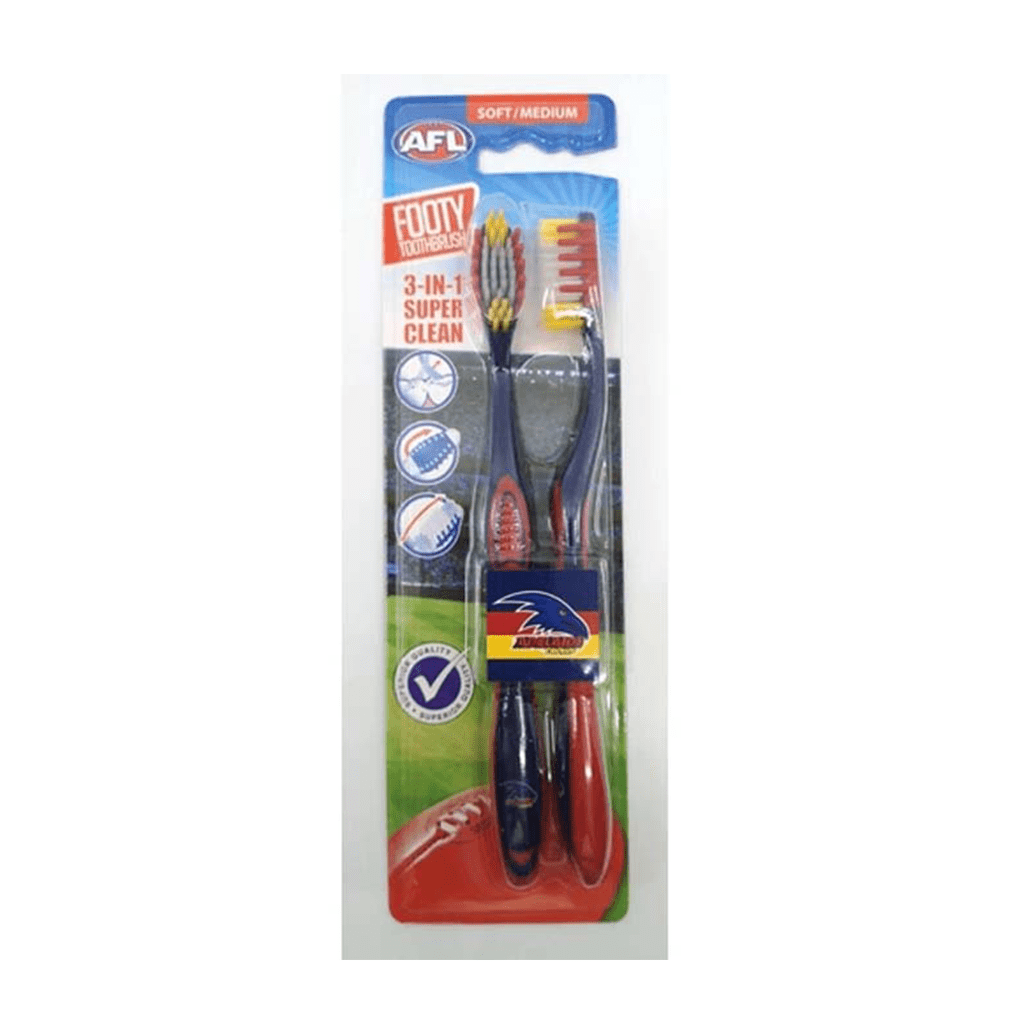 Adelaide Crows Team Logo Toothbrush 2 Pack - Soft Bristles for Adults & Kids - Perfect for Home, Travel & Game Day Fan Gear