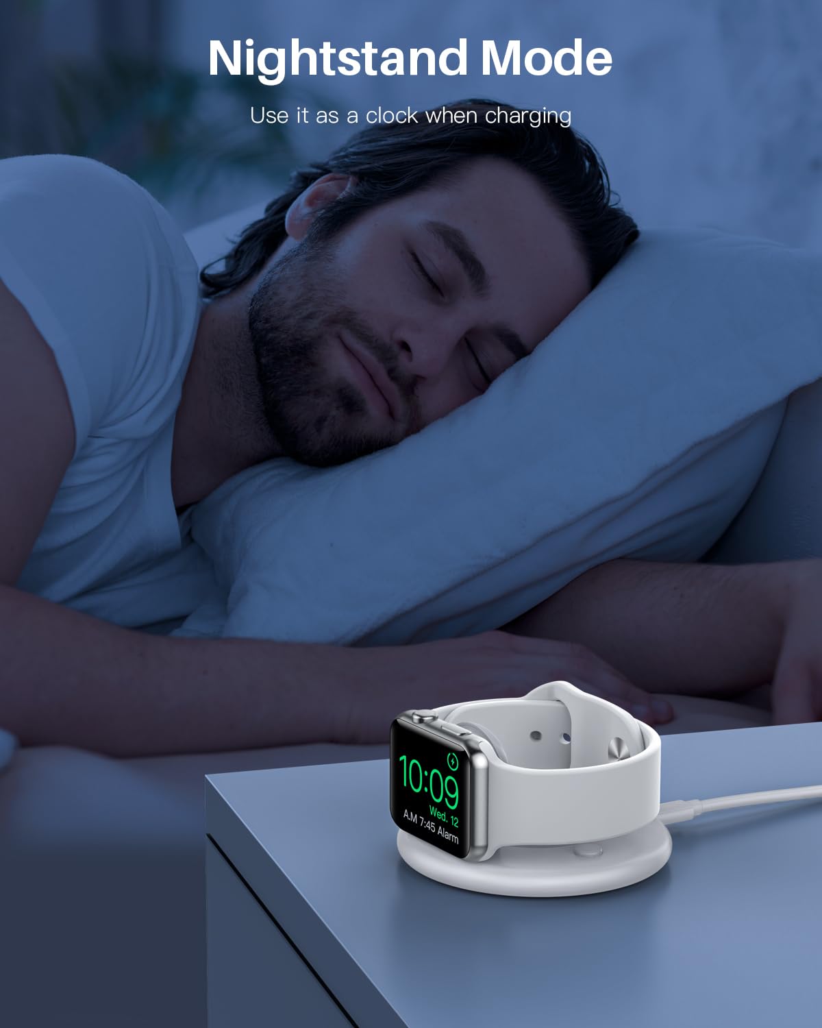 Portable Magnetic Apple Watch Charger Stand with Foldable Design & Fast Charging - Compatible with Apple Watch Series 9/8/7/6/5/4/SE/Ultra 2 (Nightstand Mode, White) | Perfect for Travel, Office & Bedside Charging Station