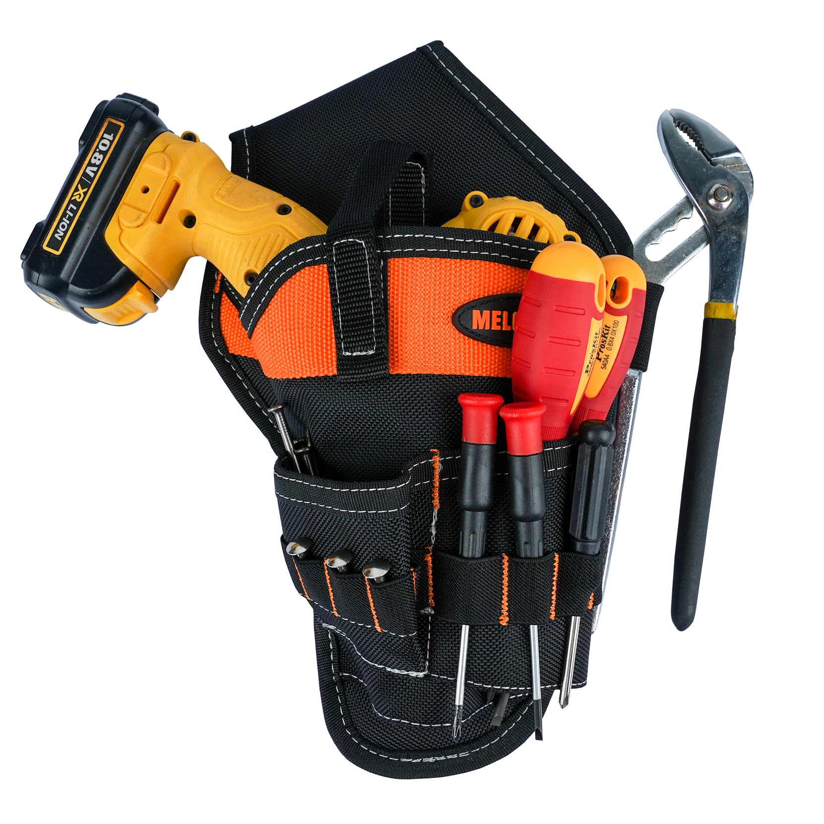 MELOTOUGH Left/Right Handed Cordless Drill Holster Pouch - Heavy Duty Tool Belt Accessory for Impact Drivers & Drill Bits - Perfect for Construction, DIY Projects & Electricians