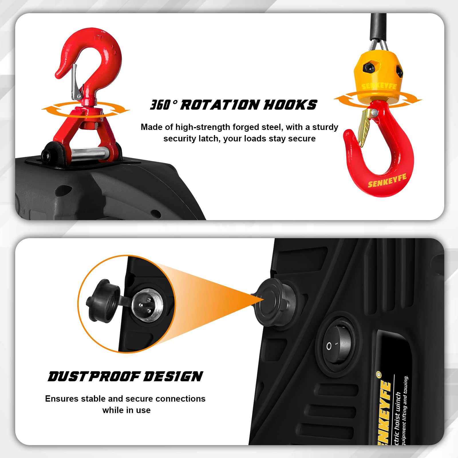 1100LBS Electric Hoist Winch - 2-in-1 Portable Lifting System with 25FT Cable & Strap, 110V Ceiling Winch for Home Garage, Construction, Towing & Heavy Duty Lifting