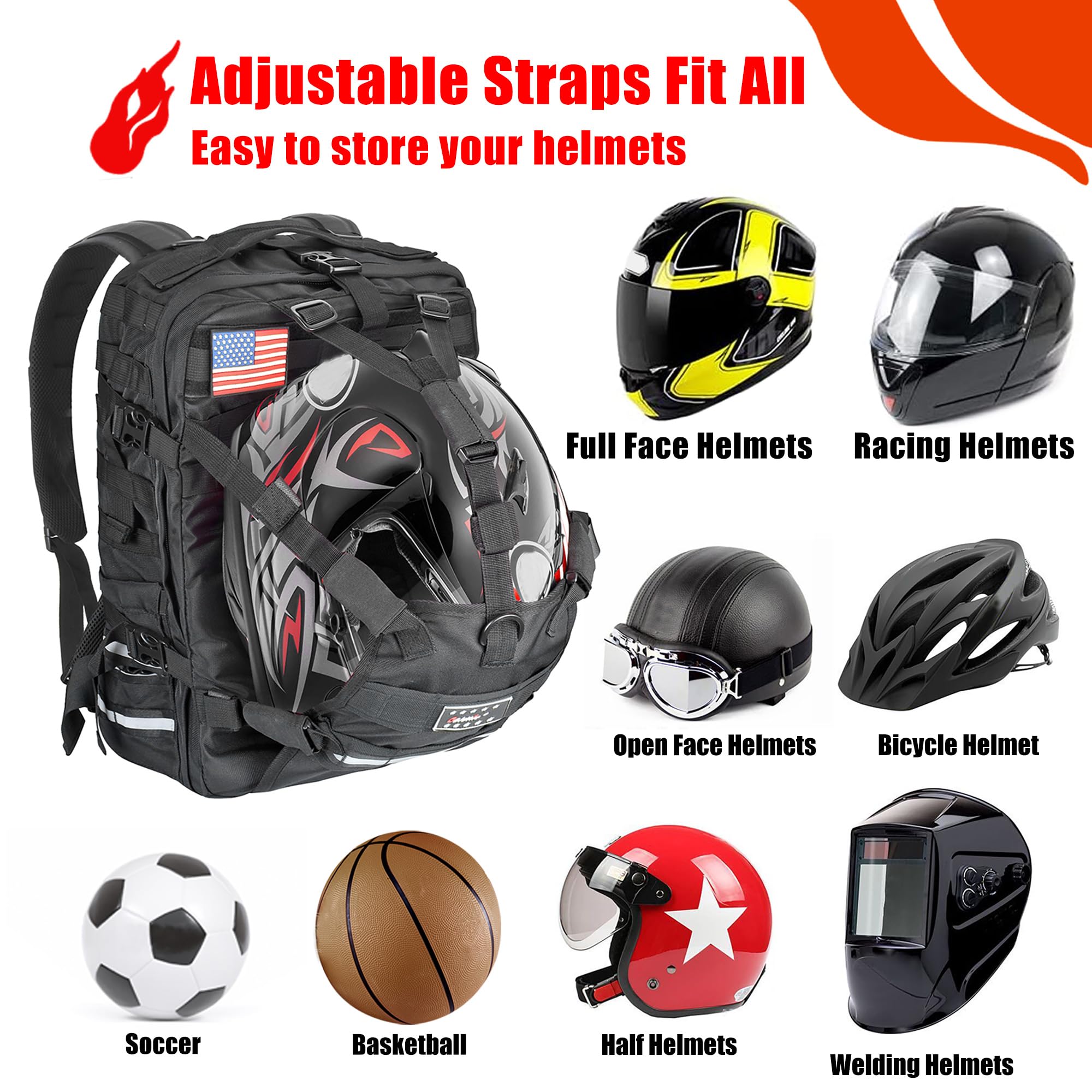 Goldfire Motorcycle Helmet Backpack - Large Capacity Tactical Molle Bag for ATV/UTV Riding, Cycling & Military Helmets - Waterproof Hiking & Outdoor Storage Backpack - Perfect for Motorcycle Rides, Tactical Missions & Adventure Travel