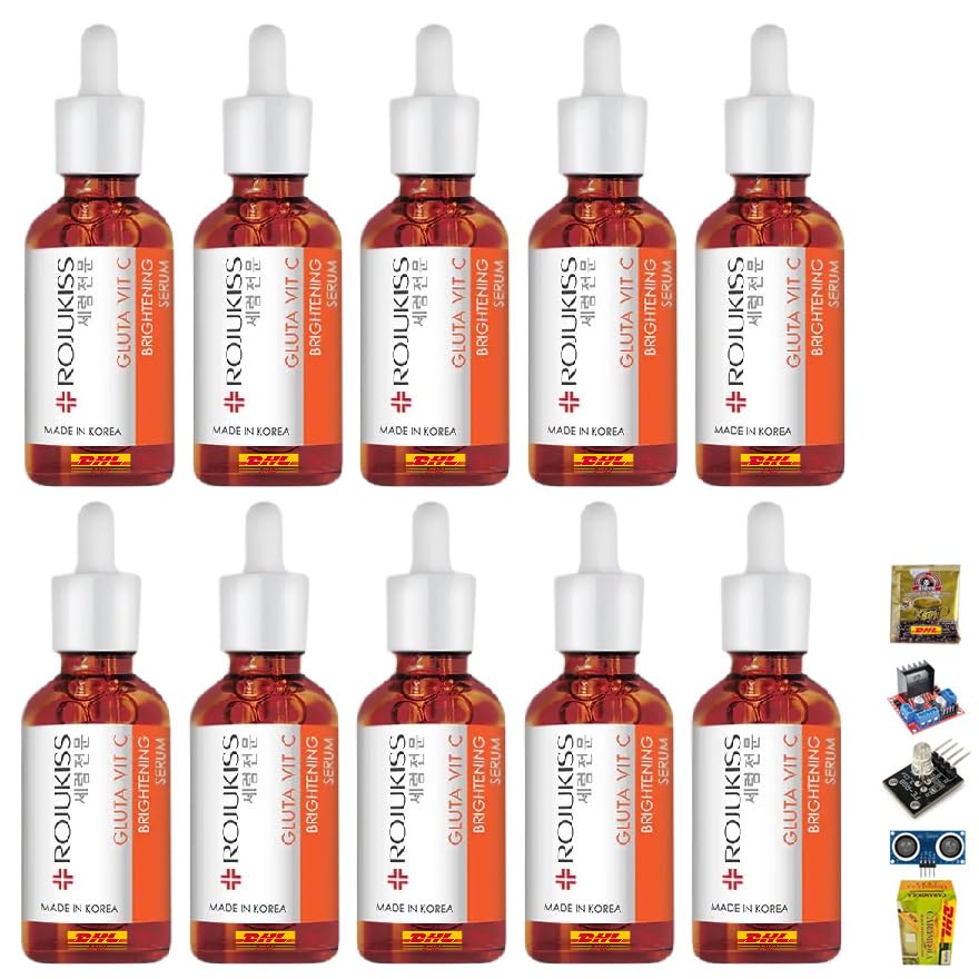 ROJUKISS Gluta Vit C B Serum - 30ml Korean Glutathione Face Serum for Brightening, Hydration & Smooth Skin | Anti-Aging Vitamin C Serum for Day & Night Use | Includes Free Beauty Gifts