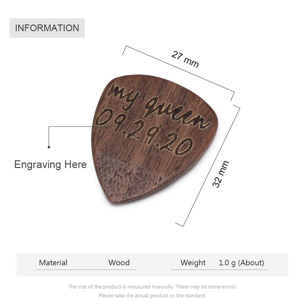 Custom Engraved Guitar Picks - Personalized with Name & Date (1-3 Pack) in Premium Wooden Gift Box | Perfect for Acoustic, Electric, Bass Guitar & Ukulele Players | Ideal Music Gift for Birthdays, Anniversaries & Music Lovers (Walnut Finish)