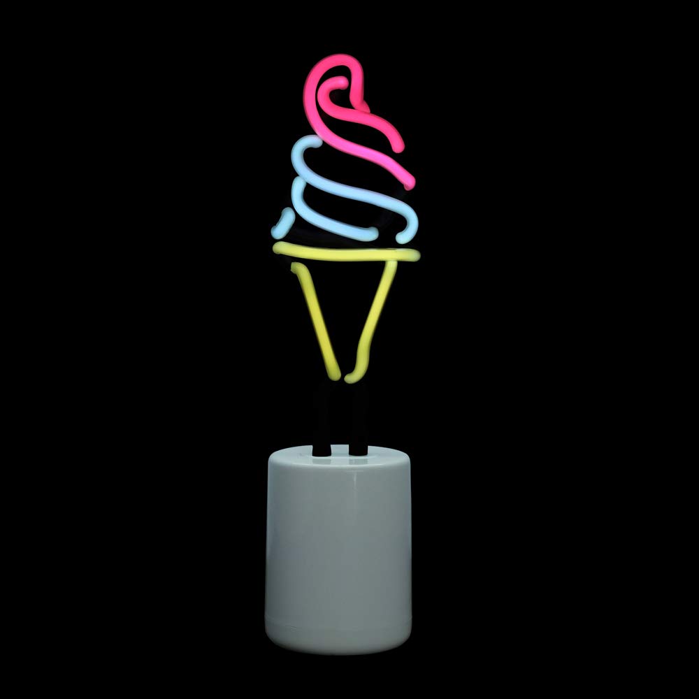 Real Glass Tube Neon Sign - Rainbow Sculpture, Cute Desktop Neon Light for Wedding & Christmas Party Decor, Girls Bedroom Night Light Gift with Battery/USB Power (Ice Cream Design) - Perfect for Home Decor, Birthday Parties, and Kids Room Lighting