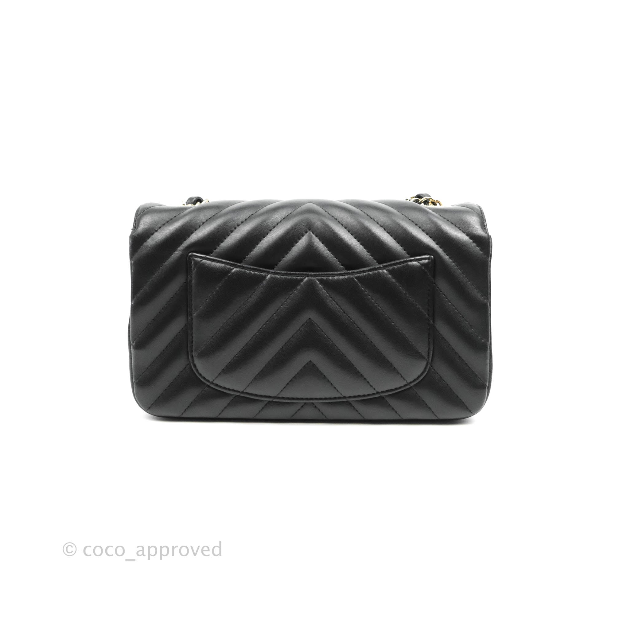 Chanel Chevron Mini Rectangular Flap Bag in Black Lambskin Leather with Gold Hardware - Luxury Crossbody Purse for Women, Perfect for Evening Events & Date Nights