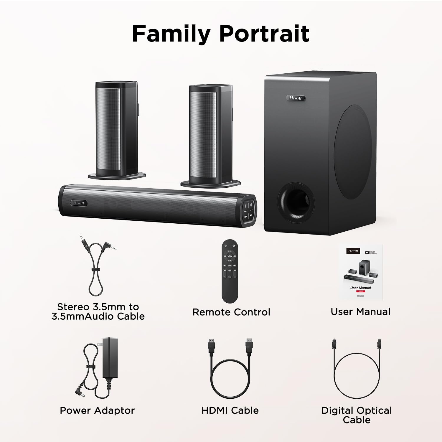 Dolby Audio 4.1 Channel Sound Bar for Smart TV - Home Theater Surround Sound System with Wireless Subwoofer & 2 Rear Speakers | HDMI ARC, Deep Adjustable Bass | Perfect for 4K TVs, Gaming & Movie Nights