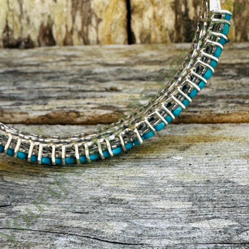 Handmade Sterling Silver Turquoise Cluster Bangle Bracelet for Women | Southwest Style Jewelry Gift | Perfect for Boho Fashion, Weddings & Special Occasions
