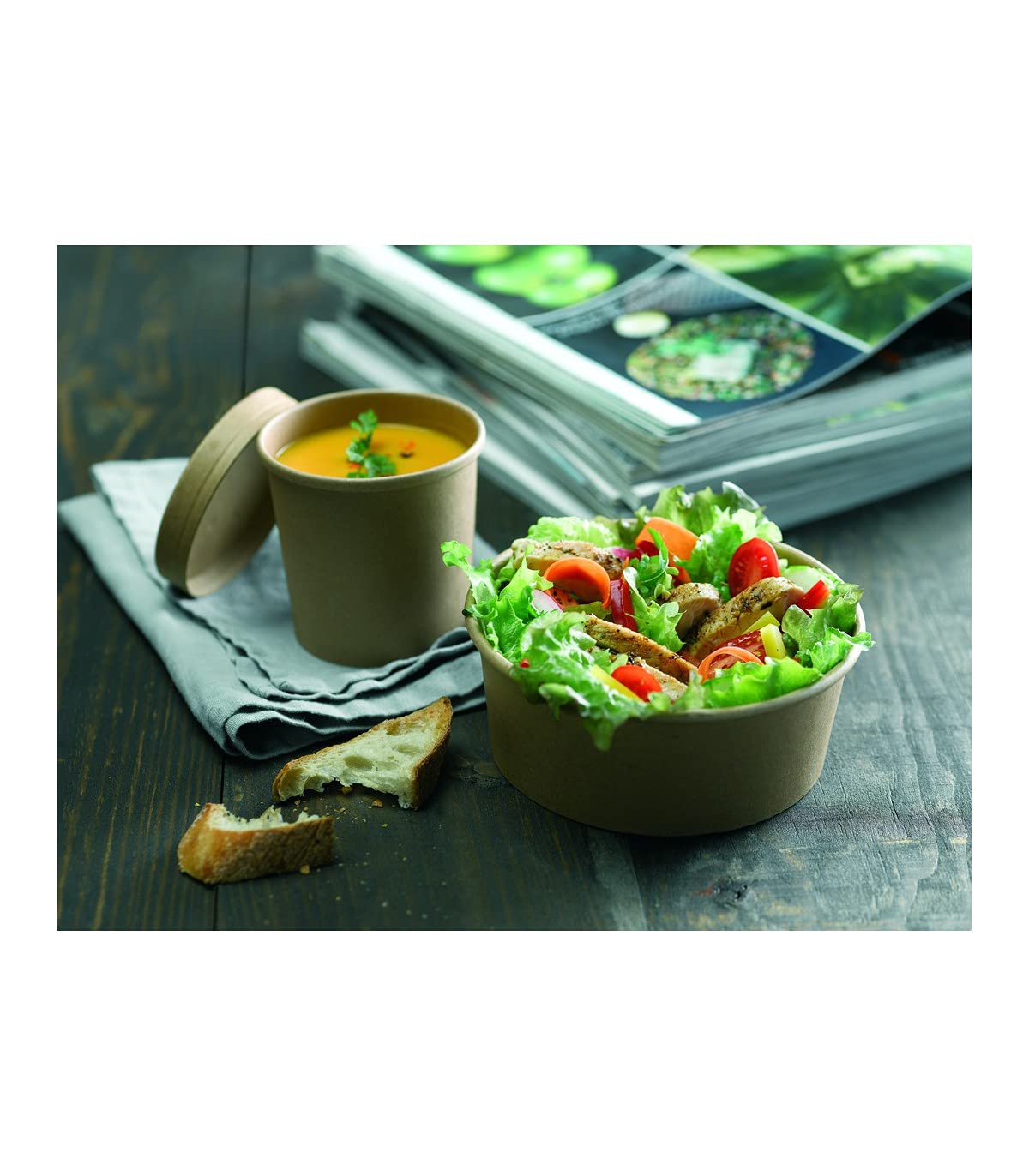 Eco-Friendly Disposable Brown Kraft Paper Soup Bowls - 30oz (5.9x3 Inches) - 360 Pack - Perfect for Takeout, Ice Cream, Hot Soups & Catering Events