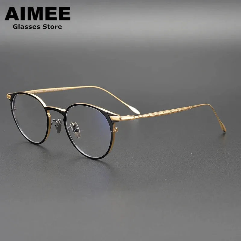 Aimee Unisex Full Rim Round Titanium Eyeglasses 21061 - Lightweight & Durable Frame for Men & Women - Perfect for Reading, Work & Everyday Use