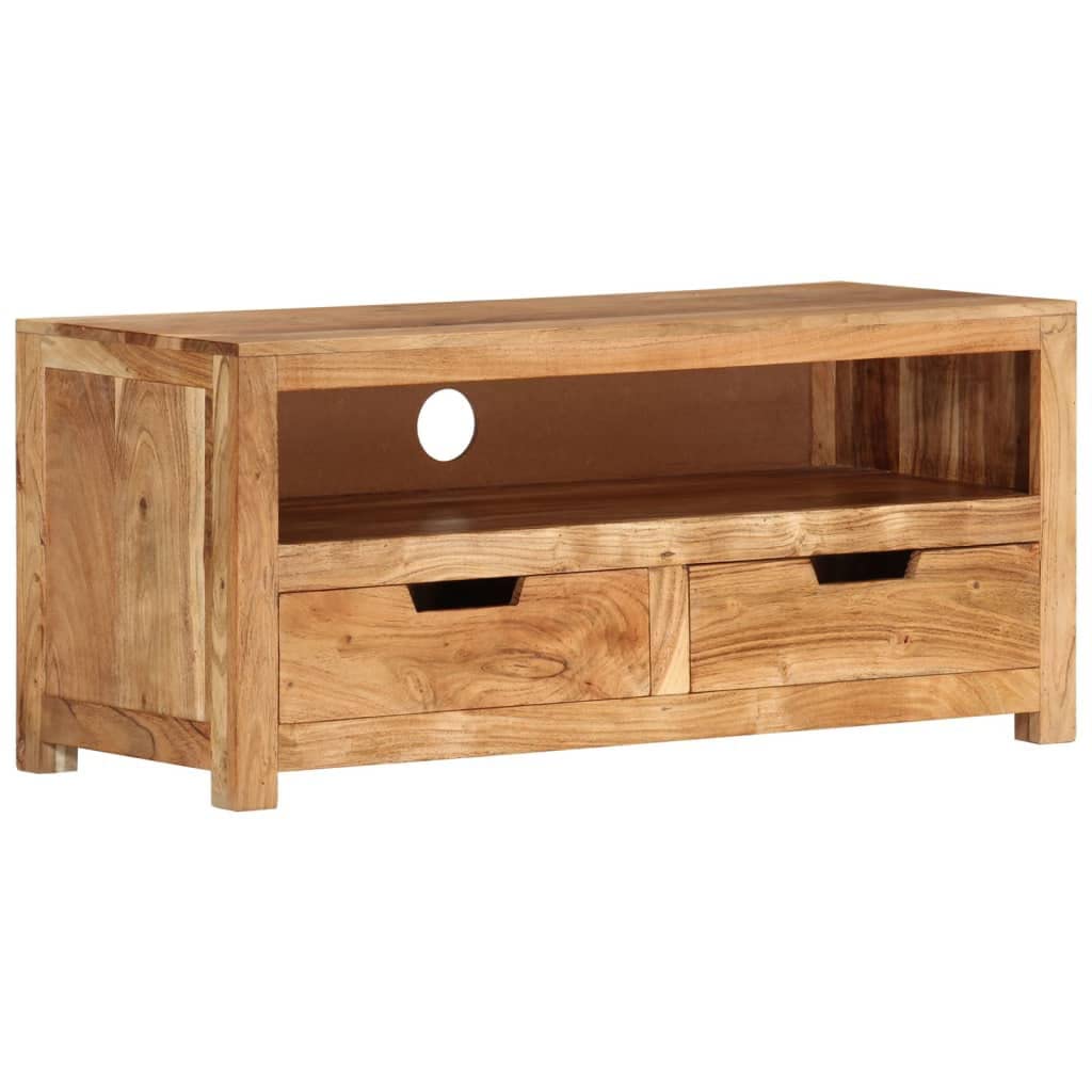 Acacia Wood TV Stand - Solid Wood Entertainment Center with Storage for Living Room, Home Theater & Media Cabinet - Perfect for TVs, HiFi Systems & Living Room Furniture