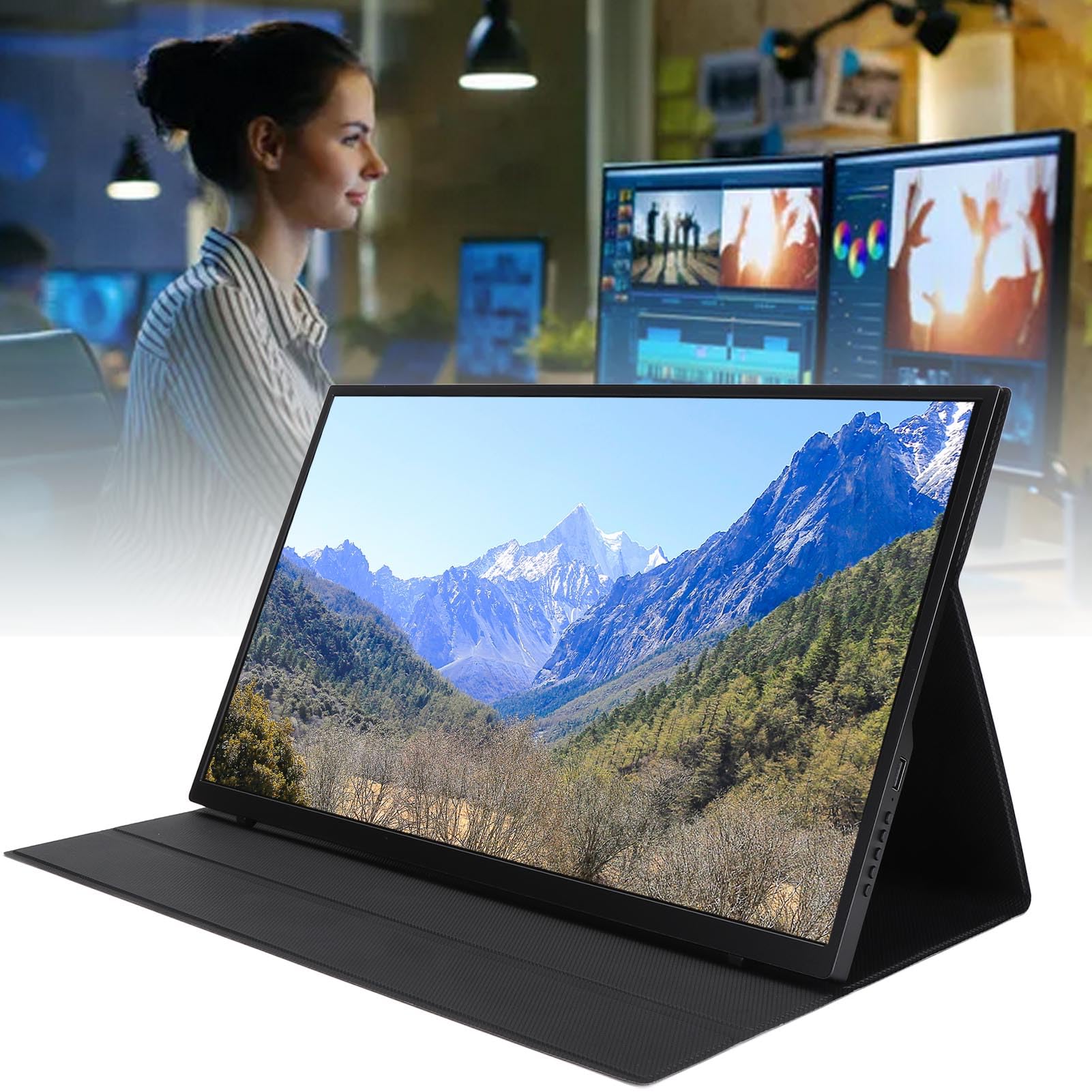 18.5 Inch Portable Gaming Monitor - Ultra Thin IPS Display 1920x1080 100Hz, USB C External Second Monitor with Removable Cover, Adjustable Stand, VESA Mount - Perfect for Work, Travel & Multi-Screen Setup