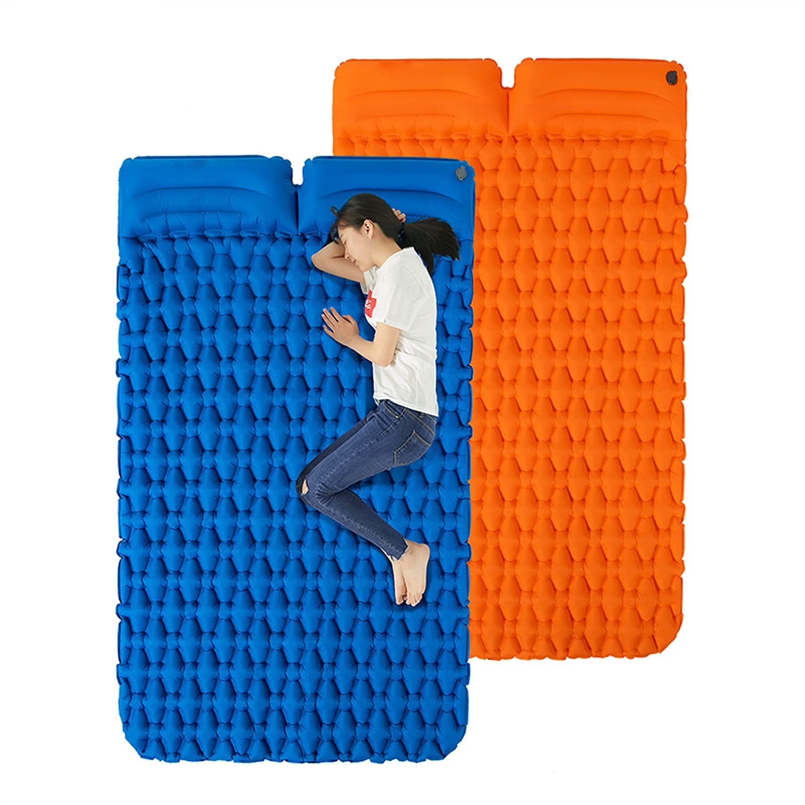 **XIEZI Inflatable Camping Mattress - Portable Air Sleeping Pad with Pillow for Outdoor Hiking, Backpacking & Travel (Orange)**    *Use Cases: Perfect for camping trips, backpacking adventures, RV travel, and guest bedding at home.*