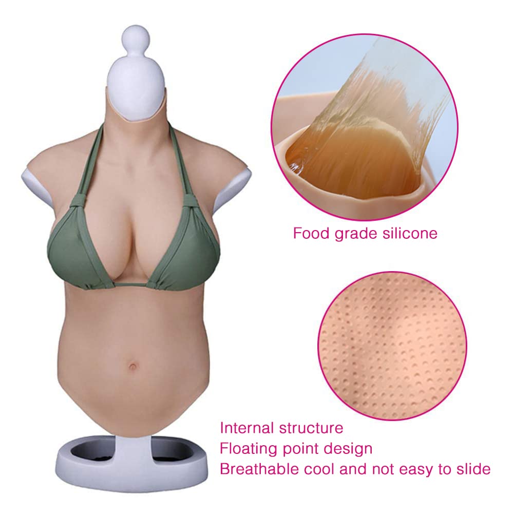 Realistic Plus Size Silicone Half Body Breast Forms - Matte Skin Finish for Crossdressers & Drag Queens | Perfect for Cosplay, Gender Affirmation & Performance Enhancement