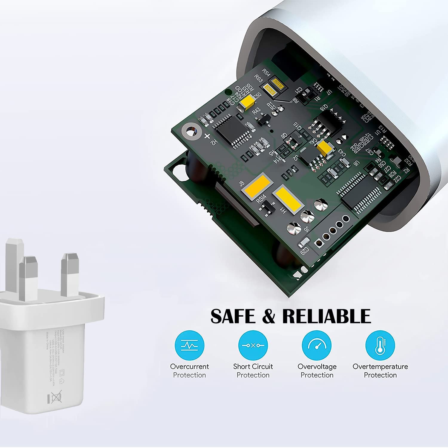 KP TECHNOLOGY 3-Port Fast Charger with Micro USB Cable - Compatible with Oppo A17 & A15 - Dual USB Port Plug - White - Perfect for Home, Office & Travel Charging