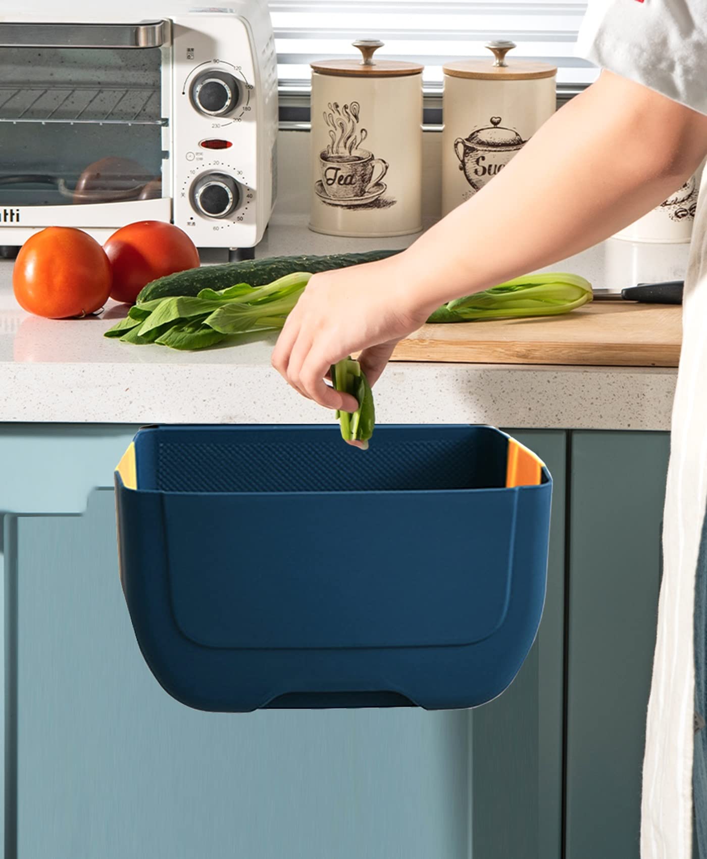Foldable Hanging Kitchen Trash Can - 3L Collapsible Waste Bin for Cabinet Door, Car, Bedroom & Bathroom | Space-Saving Mini Garbage Can for Small Spaces (White) - Perfect for Compact Kitchens, RVs, Dorm Rooms & Office Spaces