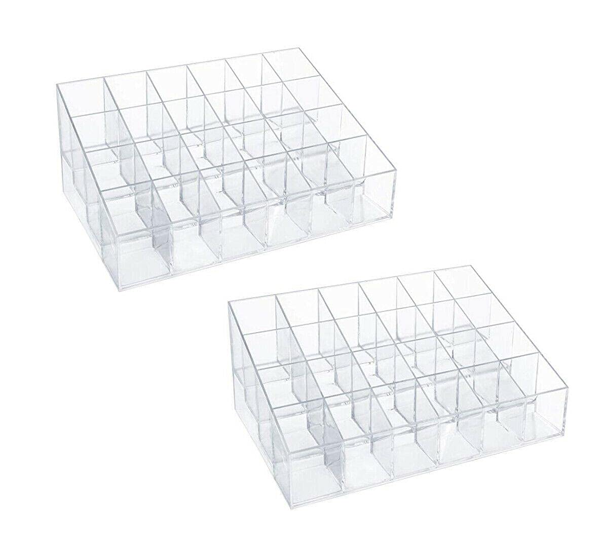 2-Piece Clear Acrylic Lipstick Organizer - Makeup Storage Stand for Lipsticks & Cosmetics | Bathroom Vanity Organizer, Makeup Display Shelf for Countertops & Dressers (Perfect for Home & Salon Use)