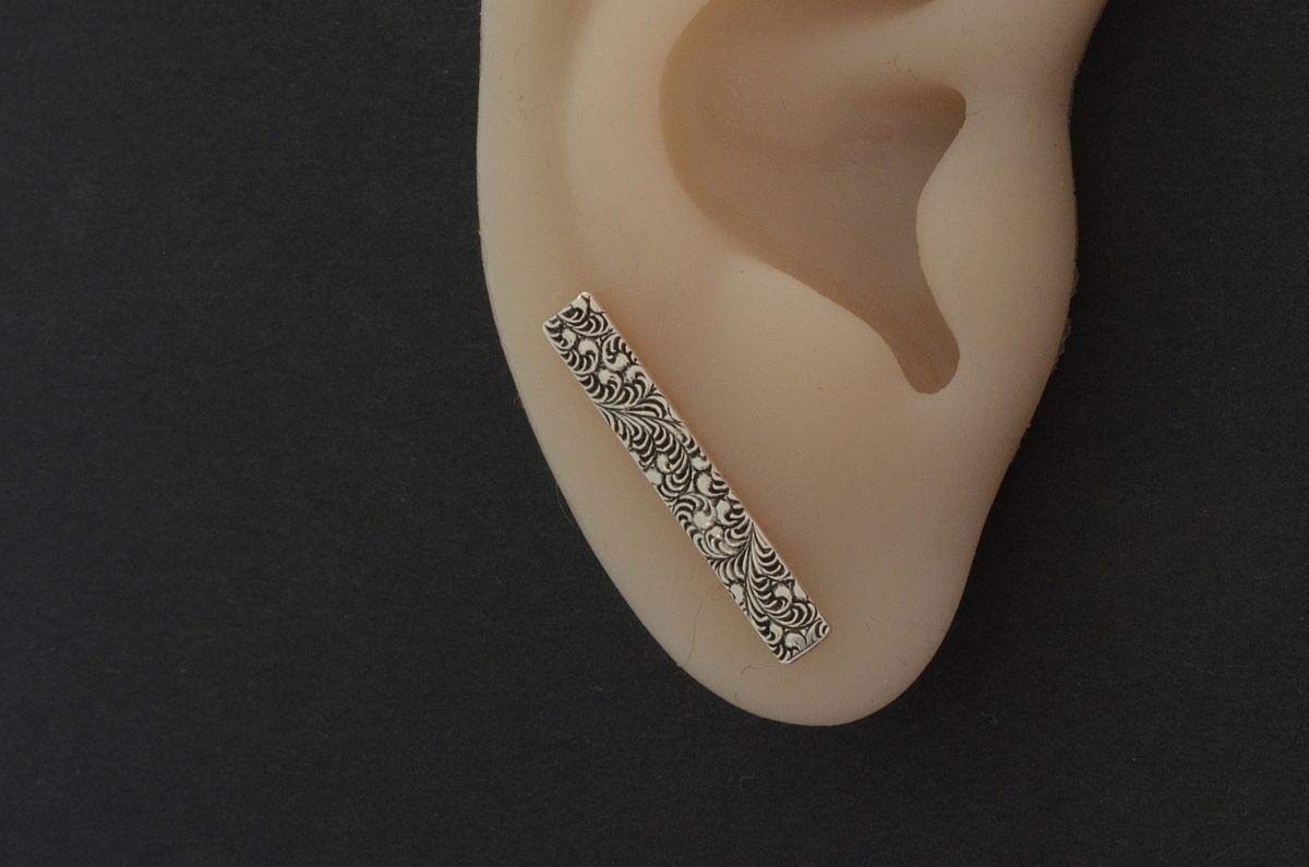 Sterling Silver Ear Climber Studs - Small Bar Wrap Crawler Earrings for Women | Perfect for Parties, Weddings & Everyday Wear